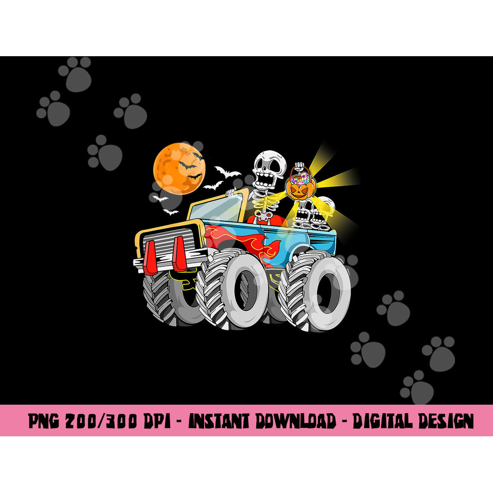 Funny Halloween Skeleton Monster-Truck Kids Boys Toddler png,sublimation copy.jpg