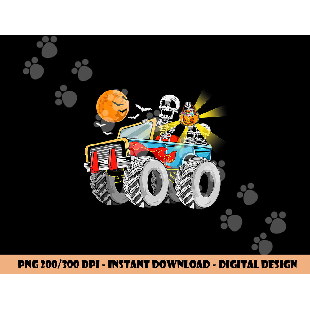 Funny Halloween Skeleton Monster-Truck Kids Boys Toddler png,sublimation copy.jpg