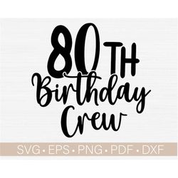 80th birthday crew svg cut file,eighty birthday svg,80th birthday crew svg cricut, silhouette dxf file,print,instant dow