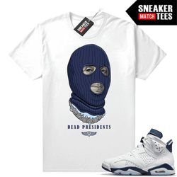 midnight navy 6s sneaker match tees white dead presidents