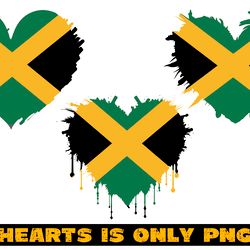 Jamaica Flag Heart 3 PNG Files Digital Download Sublimation