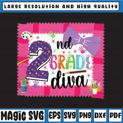 second grade diva png, 2nd grade png, back to school png, first day of school, second grade shirt png file for