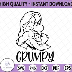 dwarf grumpy svg, png, dxf, star wars svg, cartoon svg, disney svg, png, dxf, cricut