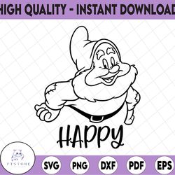 dwarf happy ,snow white and the seven dwarfs movie svg,walt disney quotes svg, dxf,png, clipart, cricut, quotes, silhoue
