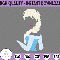 elsa silhouette colour svg, dxf, png, frozen svg, disney cricut, clipart, image file, digital