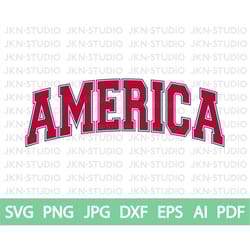 america text - 4th of july united states us blue red white independence day stars stripes - svg png jpg dxf eps ai pdf