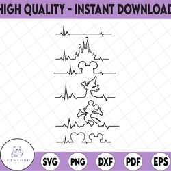 mickey mouse heartbeat svg, disney mickey mouse heartbeat cricut silhouette svg file instant download mickey mouse head