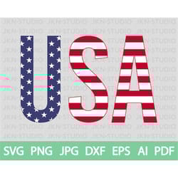 usa stars stripes - 4th july - united states america us blue red white independence day - svg png jpg dxf eps ai pdf - c
