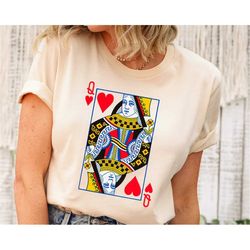 queen of hearts graphic tee shirt for women, oversized style women's t-shirt vintage feminist tee, playing cards tshirt,