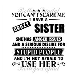 you cant scare me i have a crazy sister ,sister gift, sister shirt , sister funny shirt, gift for sister,little sister s