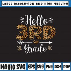 hello 3rd grade leopard png print file for sublimation or print teacher back to school girls, fifth grade sublimation