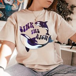 sink the rich shirt, gladis the orca tee, be like gladis the yacht-sinking, sink the rich with white gladys the killer w
