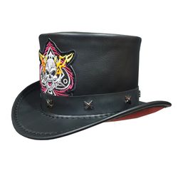 el dorado electric skull leather top hat