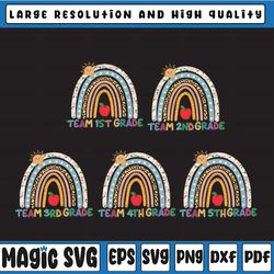 team grade bundle flowers rainbow second grade teacher png back to school , first day of school, teacher sublimation