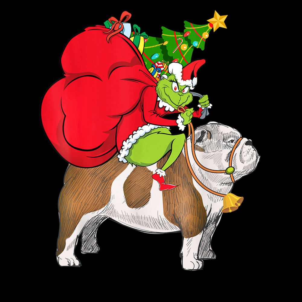 Grinch Riding English Bulldog Christmas Funny T-Shirt.jpg