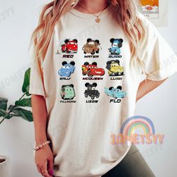 vintage disney cars shirt, retro disney cars shirt, lightning mcqueen disney cars family shirt, lightning mcqueen and fr