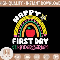 Rainbow First day of Kindergarten Png, First Day of Kindergarten Png, Printable Kindergarten School Png First Day