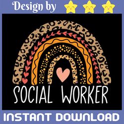 social worker png, social worker leopard rainbow sublimation, social worker sublimation design, digital download