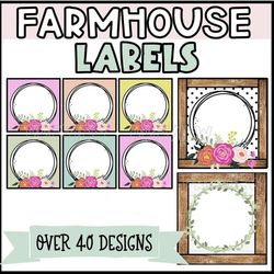 Editable Classroom Labels | Floral Farmhouse Classroom Labels | Farmhouse Classroom Decor | Classroom Labels Template