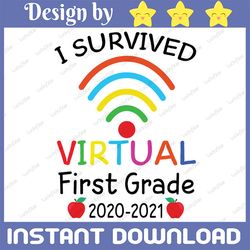i survived virtual first grade end of year distance learning, day of school 2021, virtual school svg png dxf eps,file