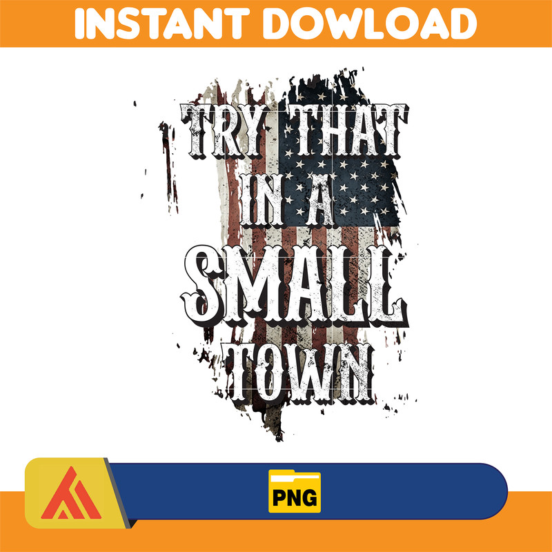 Try That In A Small Town Png, Cow Skull Small Town Png, Retro Country Shirt Png, Country Music, American Flag (6).jpg