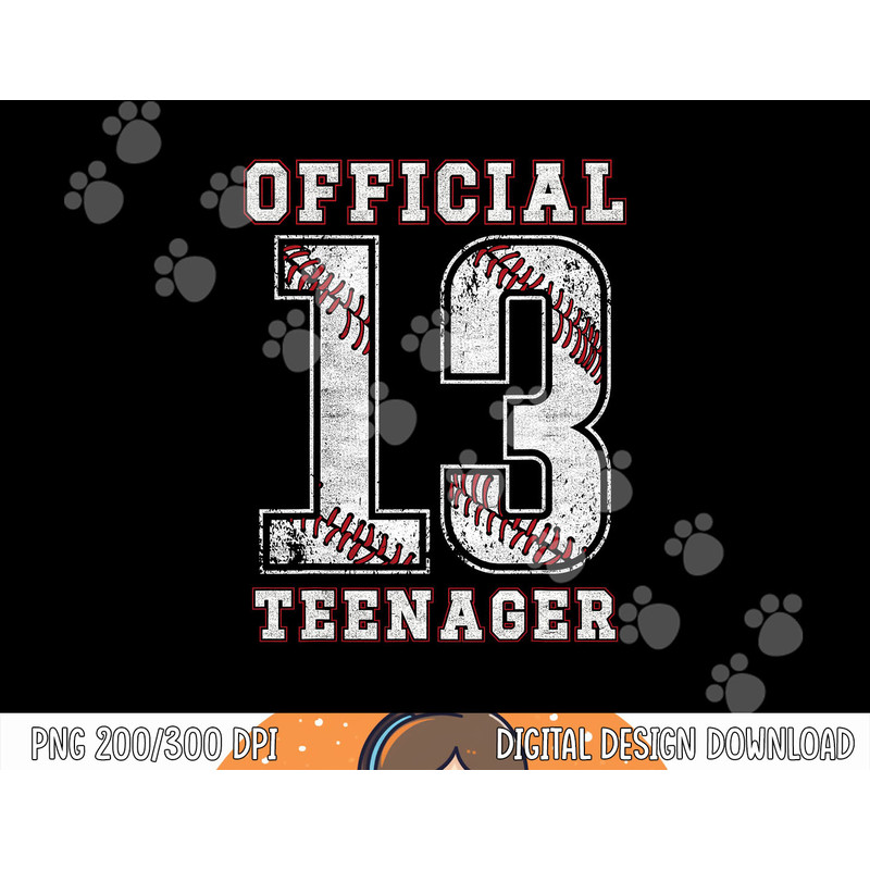 Official Teenager 13th Birthday Boy Party Baseball Teenage png, sublimation.jpg