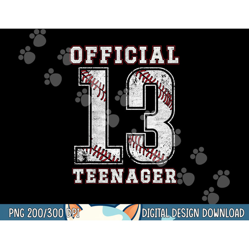Official Teenager 13th Birthday Boy Party Baseball Teenage png, sublimation.jpg