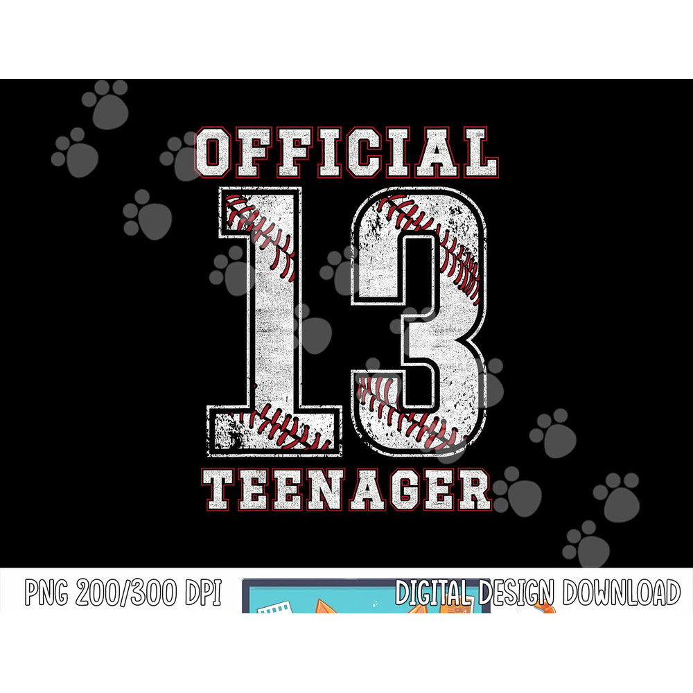 Official Teenager 13th Birthday Boy Party Baseball Teenage png, sublimation.jpg