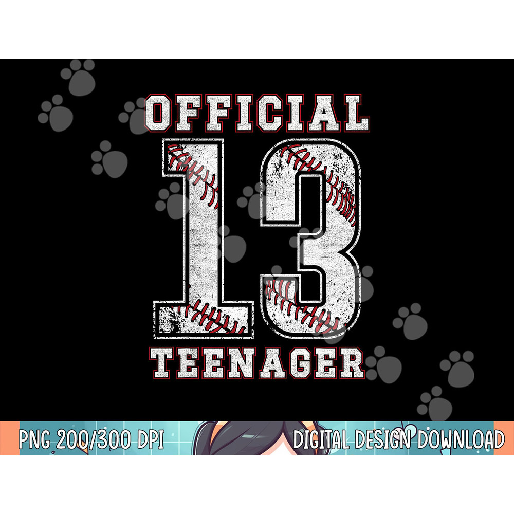 Official Teenager 13th Birthday Boy Party Baseball Teenage png, sublimation .jpg