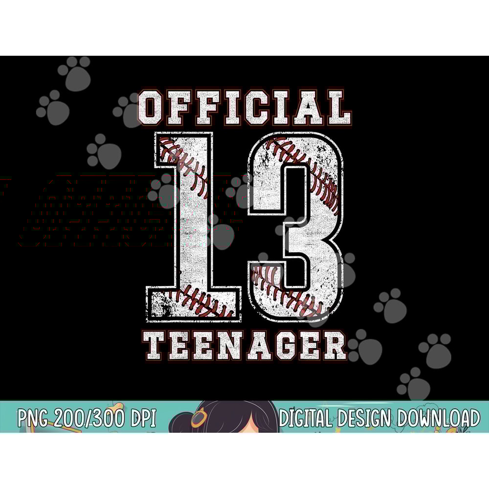 Official Teenager 13th Birthday Boy Party Baseball Teenage png, sublimation.jpg