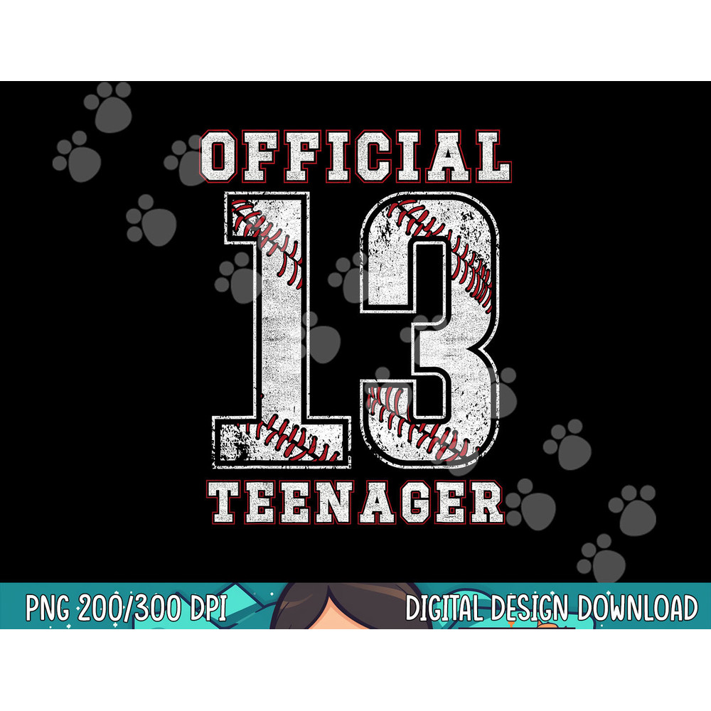 Official Teenager 13th Birthday Boy Party Baseball Teenage png, sublimation.jpg