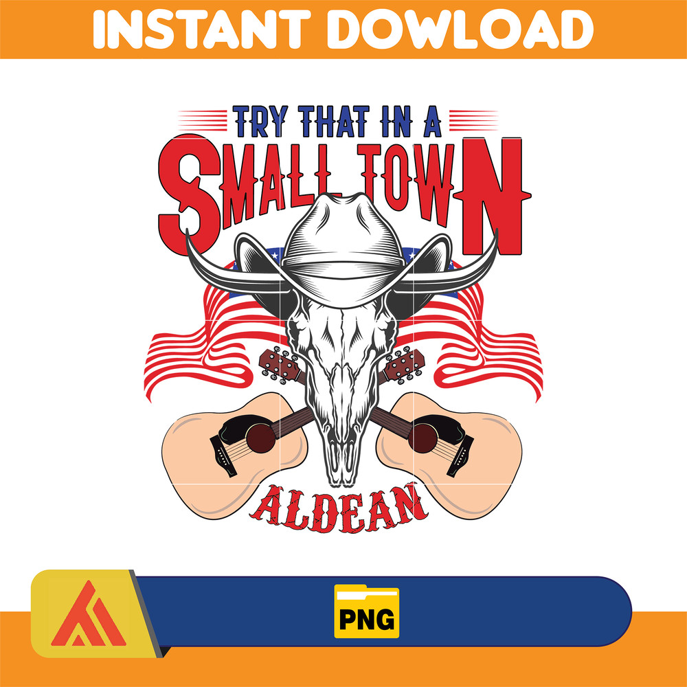 Try That In A Small Town Png, Cow Skull Small Town Png, Retro Country Shirt Png, Country Music, American Flag (23).jpg