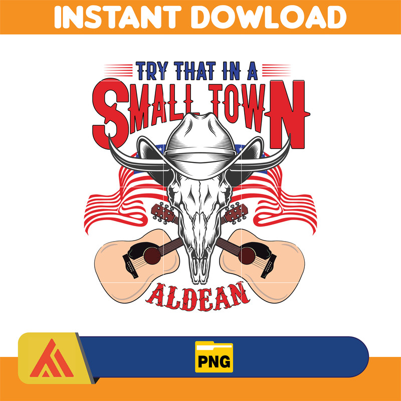Try That In A Small Town Png, Cow Skull Small Town Png, Retro Country Shirt Png, Country Music, American Flag (23).jpg