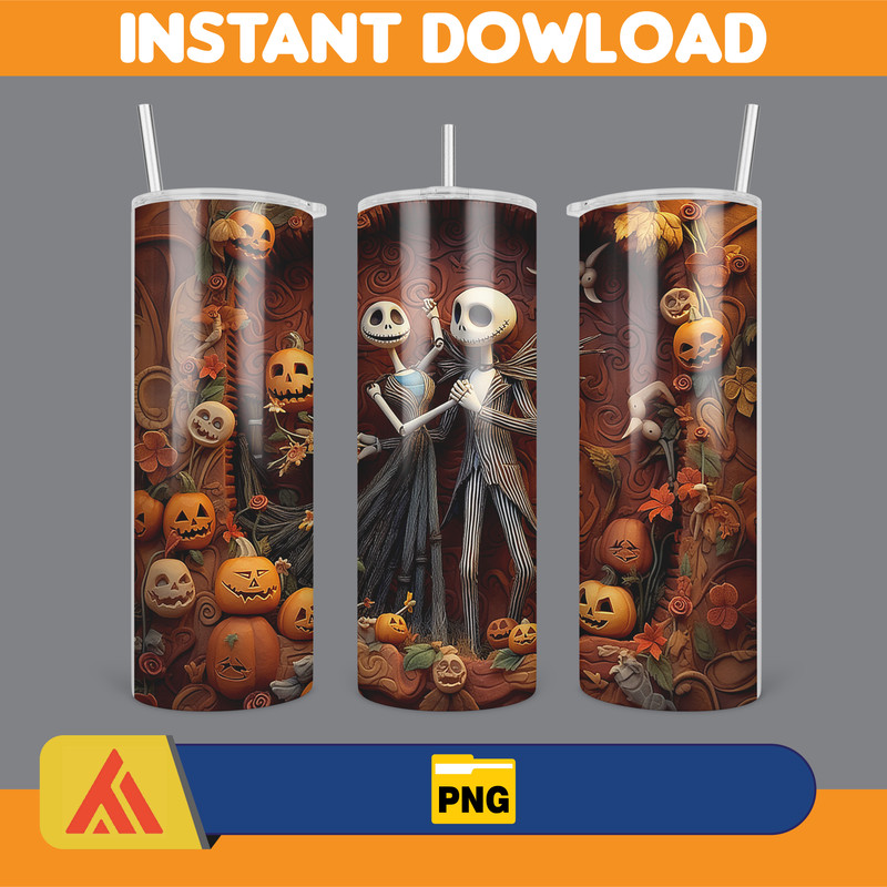 New Style 3D Couple Skeleton Movie 20oz Tumbler Sublimation Design 3D Halloween Skinny Tumbler Instant Download (13).jpg