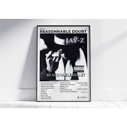 jay-z album poster | poster cover album reasonable doubt jay-z | album poster decoration | rapping posters | custom post