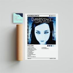 evanescence - fallen album cover poster | poster print, wall art, music gifts, home decor, music album cover poster pri