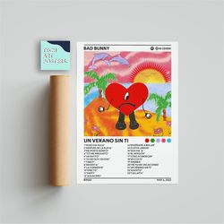 bad bunny - una verano sin ti album cover poster | poster print, wall art, music gifts, home decor, music album cover p