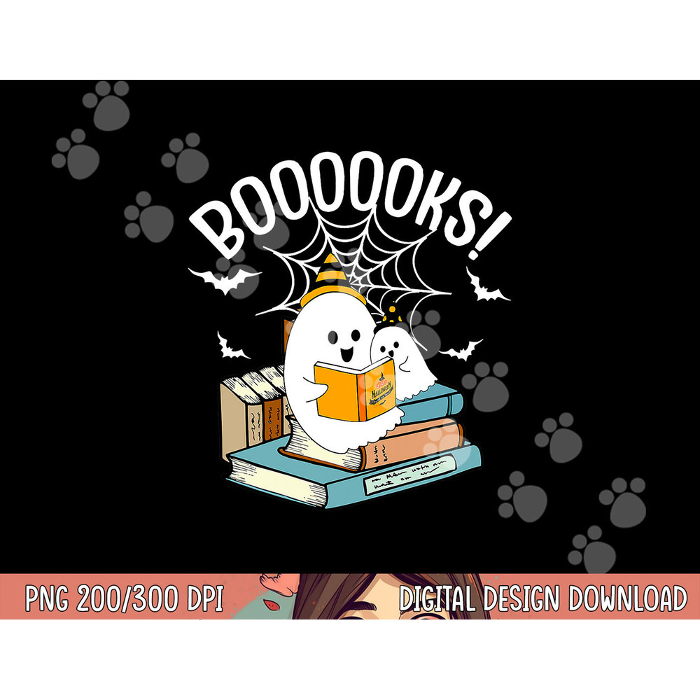 Booooks Ghost Read Books Halloween Funny png,sublimation copy.jpg