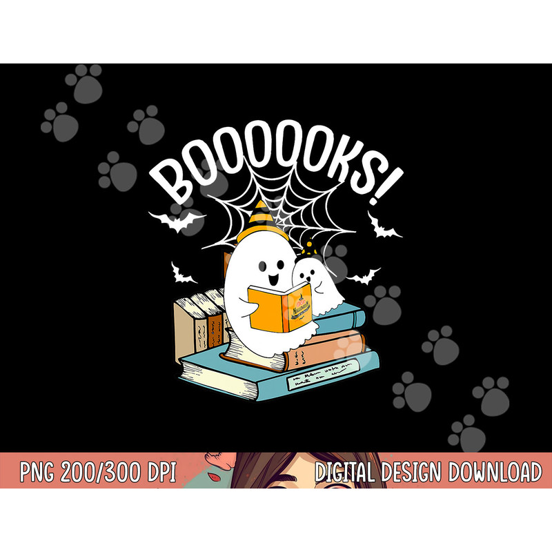 Booooks Ghost Read Books Halloween Funny png,sublimation copy.jpg