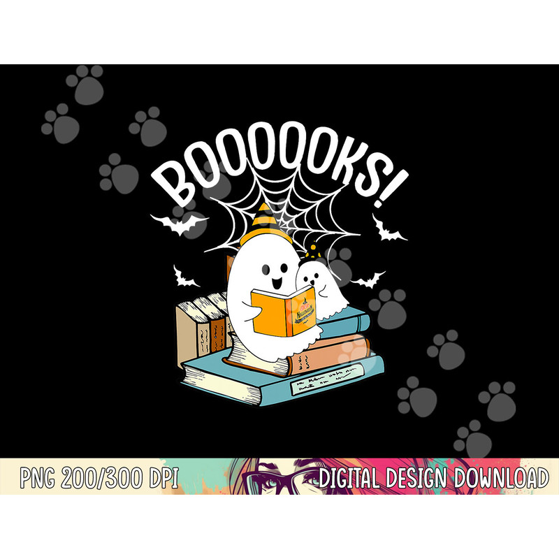 Booooks Ghost Read Books Halloween Funny png,sublimation copy.jpg