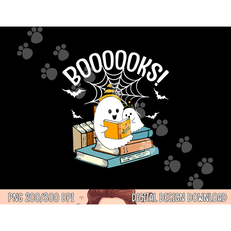 Booooks Ghost Read Books Halloween Funny png,sublimation copy.jpg