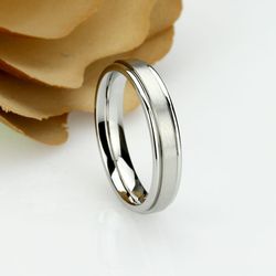 his or hers stainless steel wedding band set, 6mm/4mm, matte ring, stainless steel promise ring, steel ring for couple