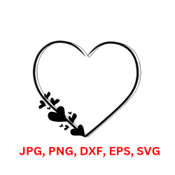 Black And White Open Heart For Clothes, Cups And Etc 10 Open Cute Heart Decor print And Cut Item 2-png, 2-jpg, 2-svg,etc