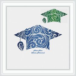 cross stitch pattern square academic cap tassel ornament school college university student master education bonet pdf