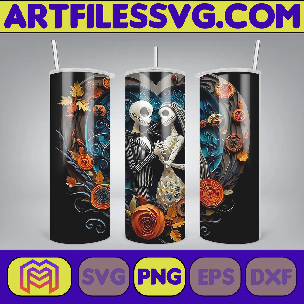 New Style 3D Couple Skeleton Movie 20oz Tumbler Sublimation Design 3D Halloween Skinny Tumbler Instant Download (7).jpg