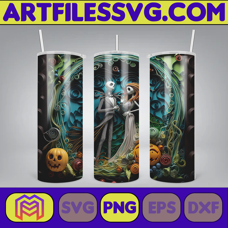 New Style 3D Couple Skeleton Movie 20oz Tumbler Sublimation Design 3D Halloween Skinny Tumbler Instant Download (8).jpg
