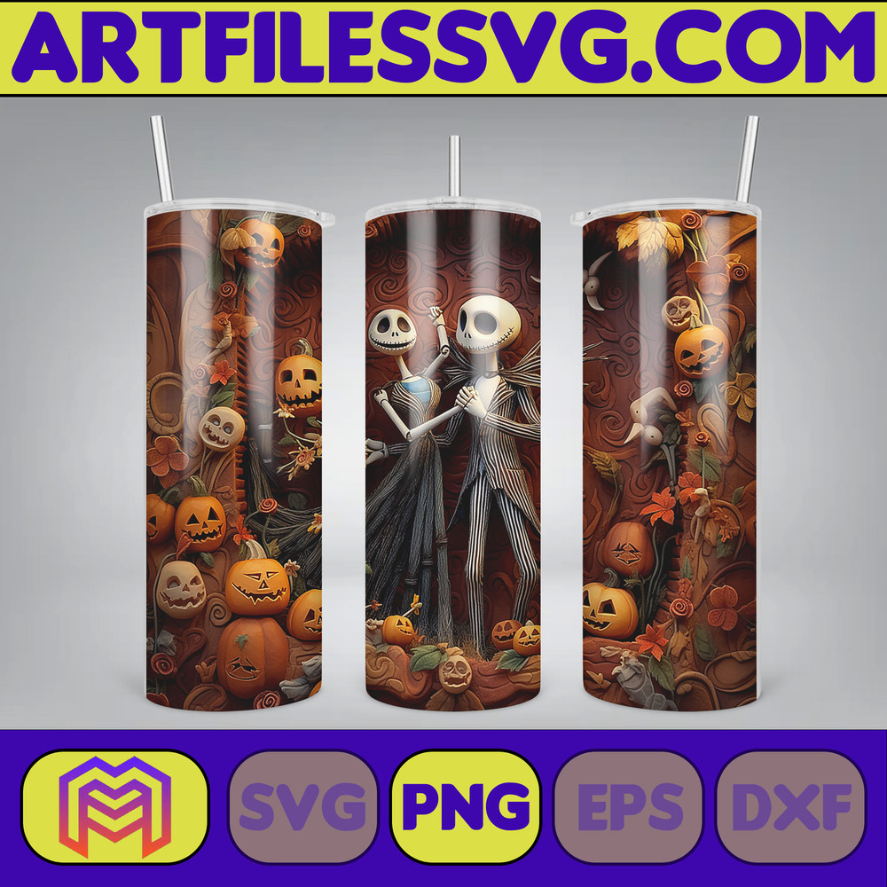New Style 3D Couple Skeleton Movie 20oz Tumbler Sublimation Design 3D Halloween Skinny Tumbler Instant Download (13).jpg