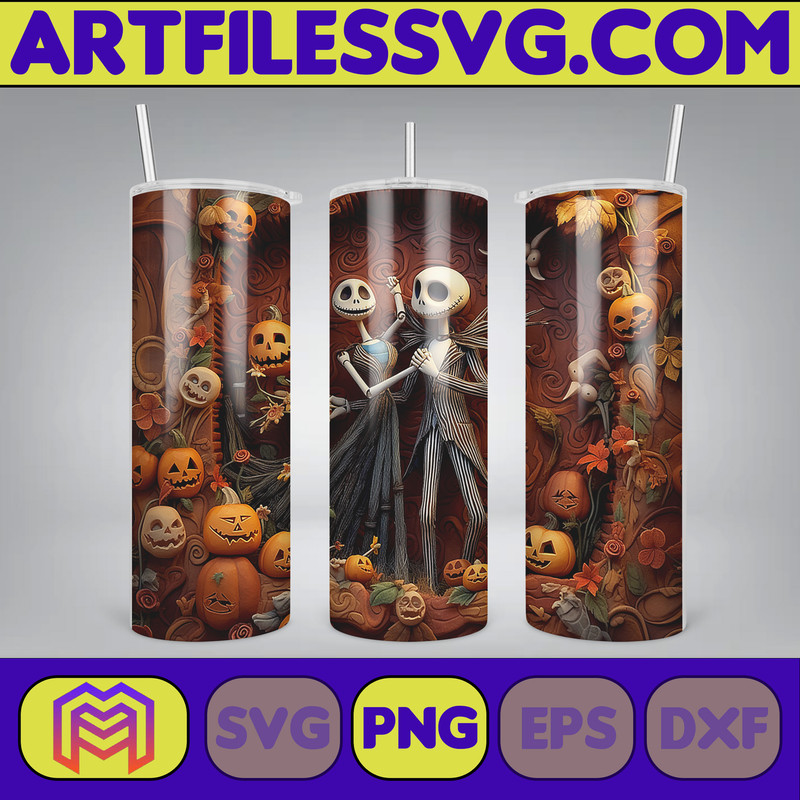 New Style 3D Couple Skeleton Movie 20oz Tumbler Sublimation Design 3D Halloween Skinny Tumbler Instant Download (13).jpg