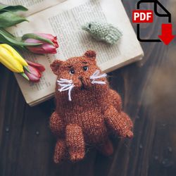 Fat Cat Matilda knitting pattern. Amigurumi kitten step by step tutorial. DIY newborn props. English PDF.