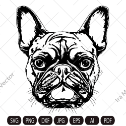 French Bulldog Svg,french Bulldog Head,french Bulldog Face,frenchie Svg,funny Dog Clipart,pet Face, Bulldog Breed ,frenc